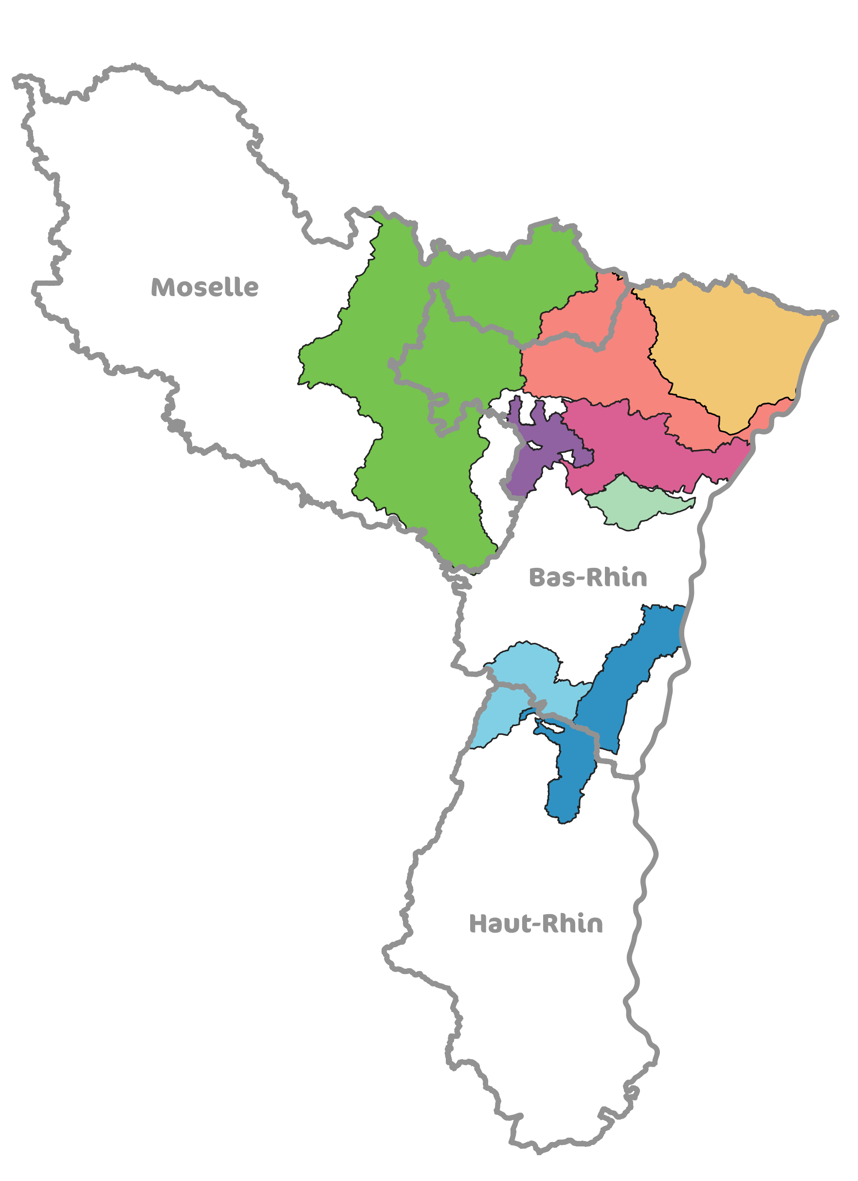 Les zones d'actions des P.A.P.I du SDEA