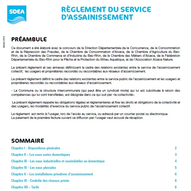 Règlement du service d'assainissement